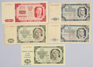 People's Republic of Poland, 1948 banknote set, (5 pieces)
