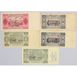PRL, zestaw banknotów z 1948 roku, (5 sztuk)