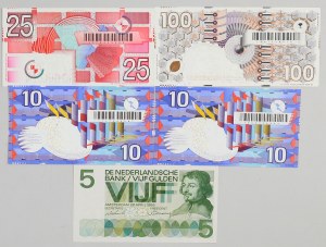 Netherlands, lot of banknotes from 5 to 100 guldens, (5 pieces)