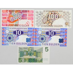 Netherlands, lot of banknotes from 5 to 100 guldens, (5 pieces)