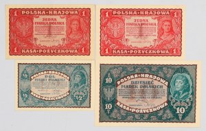 II RP, set of 1/2 - 10 Polish marks banknotes, (4 pieces)