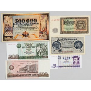 Germany, set of banknotes from 1922-1985, (6 pieces)