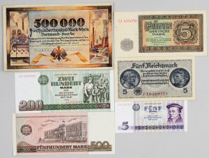 Germany, set of banknotes from 1922-1985, (6 pieces)