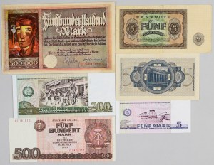 Germany, set of banknotes from 1922-1985, (6 pieces)