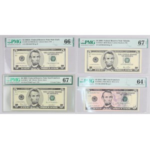 United States of America, lot of banknotes from years 2003-2013, (4 pieces)