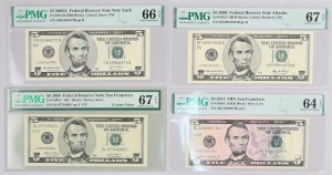 United States of America, lot of banknotes from years 2003-2013, (4 pieces)