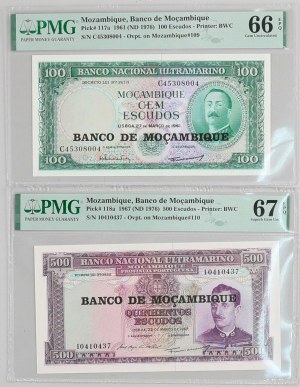Mozambique, lot of banknotes from 1961-196, (2 pieces)