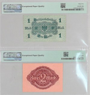 Germany, lot of 2 banknotes from 1914-1922, PMG high grade, (2 pieces)