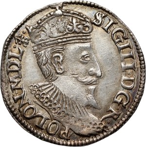 Sigismund III Vasa, trojak 1595, Olkusz, arrow on obverse