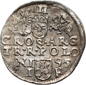 Sigismund III Vasa, trojak 1595, Olkusz, arrow on obverse