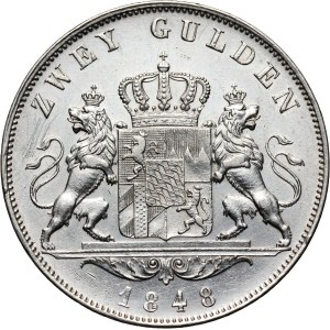 Germany, Bayern, Ludwig I, 2 Gulden 1848, Munich