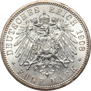 Germany, Saxony-Weimar-Eisenach, William Ernest, 5 Mark 1908 A, Berlin, 350th Anniversary of the University of Jena