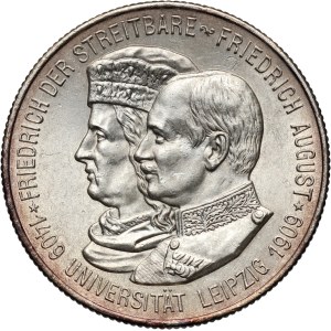 Germany, Saxony, Friedrich August III, 2 Mark 1909, Muldenhütten, Leipzig University