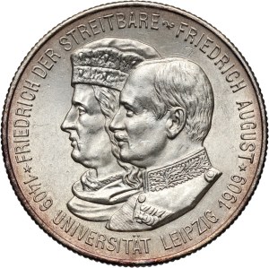 Germany, Saxony, Friedrich August III, 2 Mark 1909, Muldenhütten, Leipzig University