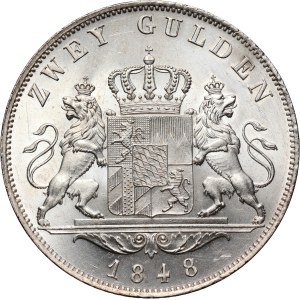 Germany, Bayern, Ludwig I, 2 Gulden 1848, Munich