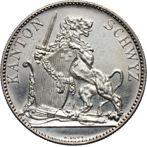 Switzerland, 5 Francs 1874, St. Gallen, Shooting Festival