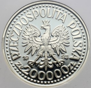 Third Republic, 200,000 zl 1993, Casimir Jagiellonian, half figure