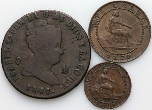 Spain, set of coins from 1846-1870, (3 pieces)