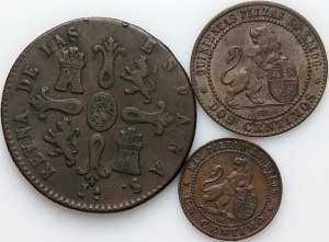 Spain, set of coins from 1846-1870, (3 pieces)