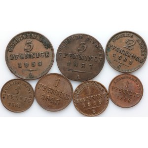 Germany, set of coins from 1837-1868, (7 pieces)