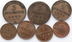 Germany, set of coins from 1837-1868, (7 pieces)