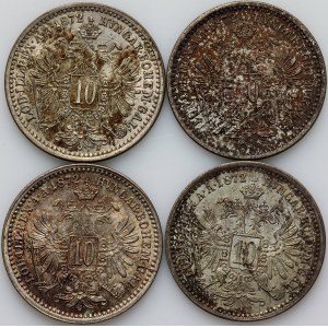 Austria, Franz Joseph I, 10 Kreuzers coin set 1872, (4 pieces)