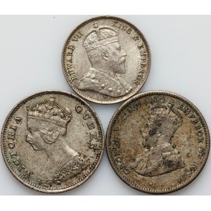 Hong Kong, Ceylon, coin set from 1898-1921, (3 pieces)