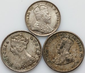 Hong Kong, Ceylon, coin set from 1898-1921, (3 pieces)