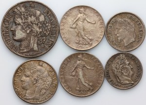 France, set of coins from 1832-1919, (6 pieces)