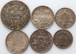 France, set of coins from 1832-1919, (6 pieces)