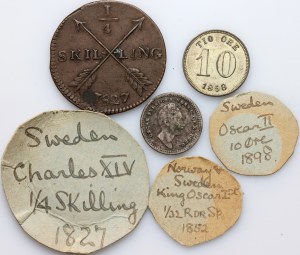 Sweden, set of coins from 1827-1898, (3 pieces)