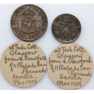 Spain, set of coins from 1852-1885, (2 pieces)