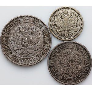 Finland, set of coins from 1865-1874, (3 pieces)