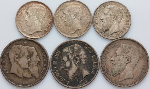 Belgium, set of coins from 1886-1912, (6 pieces)