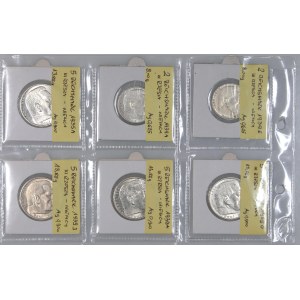 Germany, Third Reich, set of coins from 1935-1939, Paul von Hindenburg, (6 pieces)