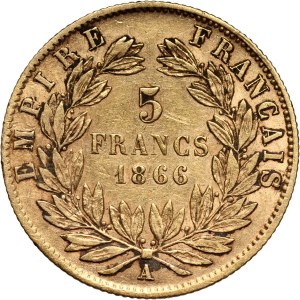 France, Napoleon III, 5 Francs 1866 A, Paris