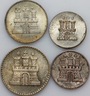 Germany, Hamburg, set of coins from 1851-1855, (4 pieces)