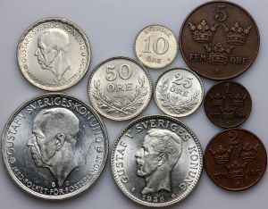 Sweden, set of coins from 1923-1945, (9 pieces)