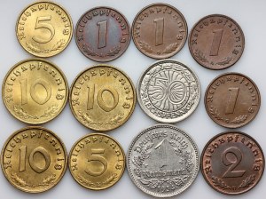 Germany, Third Reich, set of coins from 1934-1939, (12 pieces)