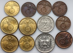 Germany, Third Reich, set of coins from 1934-1939, (12 pieces)
