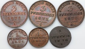 Germany, Prussia, set of coins from 1810-1871, (6 pieces)