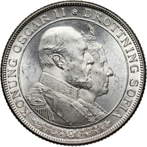 Sweden, Oscar II, 2 Kronor 1907, Golden Wedding