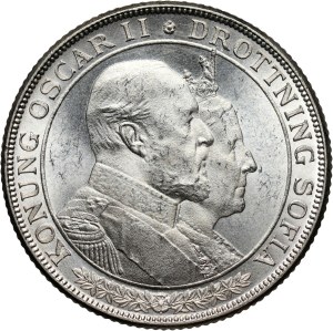 Sweden, Oscar II, 2 Kronor 1907, Golden Wedding