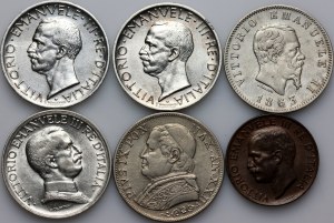 Italy, Vatican, set of coins from 1863-1929, (6 pieces)