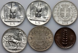 Italy, Vatican, set of coins from 1863-1929, (6 pieces)