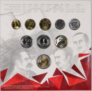 Third Republic, 2018 circulation coin set, 100th anniversary of independence, (9 pieces)
