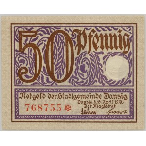Wolne Miasto Gdańsk, 50 fenigów 15.04.1919, fioletowy