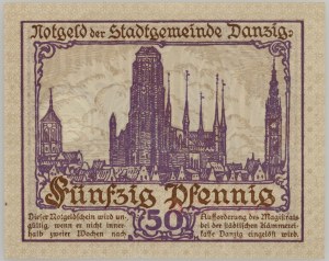 Wolne Miasto Gdańsk, 50 fenigów 15.04.1919, fioletowy