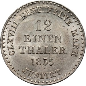 Germany, Hanover, Wilhelm IV, 1/12 Thaler 1835 B, Hanower