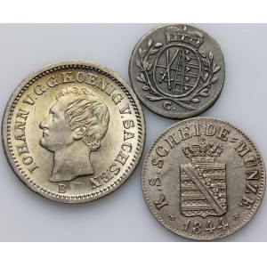 Germany, Saxony, set of coins from 1765-1871, (3 pieces)